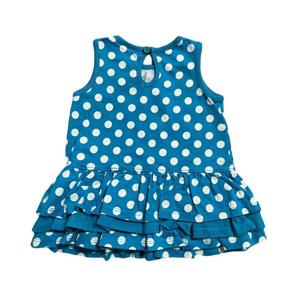 Hanna Andersson Sz 60 (3-6m) Blue Polkadot Ruffle Dress - Picture 2 of 5